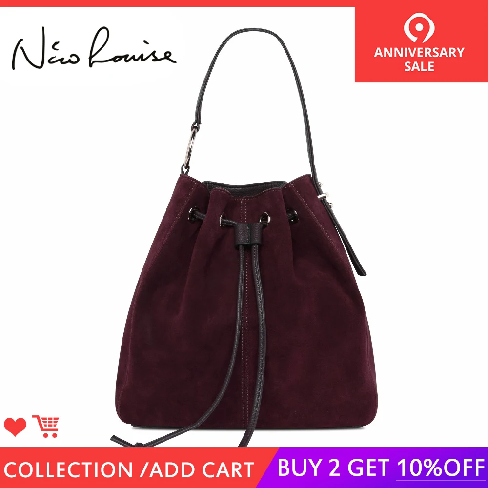 

New Elegant Women's Bag Shoulder Female Luxury Suede Leather Bucket Messenger Bag Women Crossbody Ladies Hand Bags Sac a Main