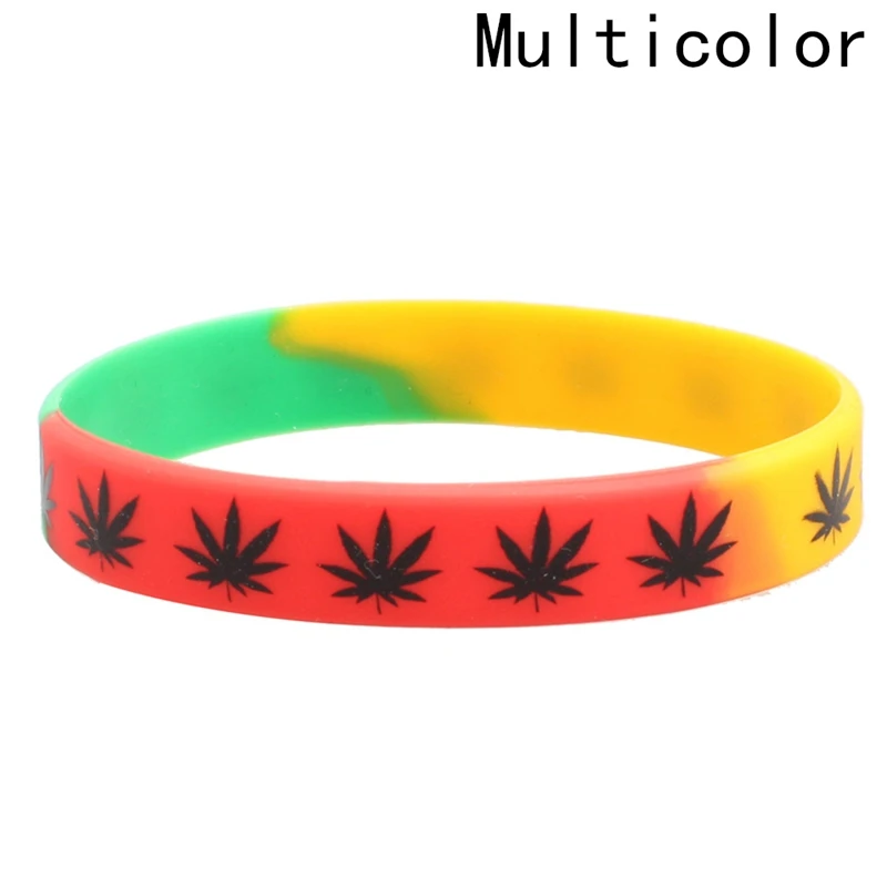 1 шт., модный силиконовый браслет с принтом листьев и сорняков, 3 цвета, черный, белый, модный браслет, ювелирный браслет - Окраска металла: Multicolor