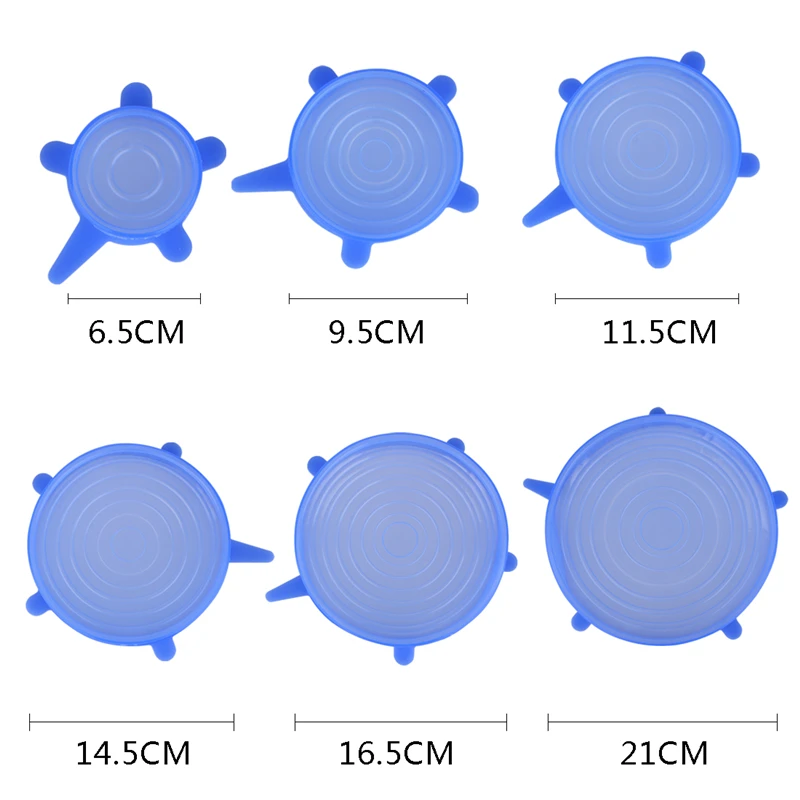 6 шт многоразовые силиконовые растягивающиеся свежие крышки для пищевых продуктов растягивающиеся свежие колпачки для кухонных аксессуаров Высокое качество крышки для пищевых продуктов