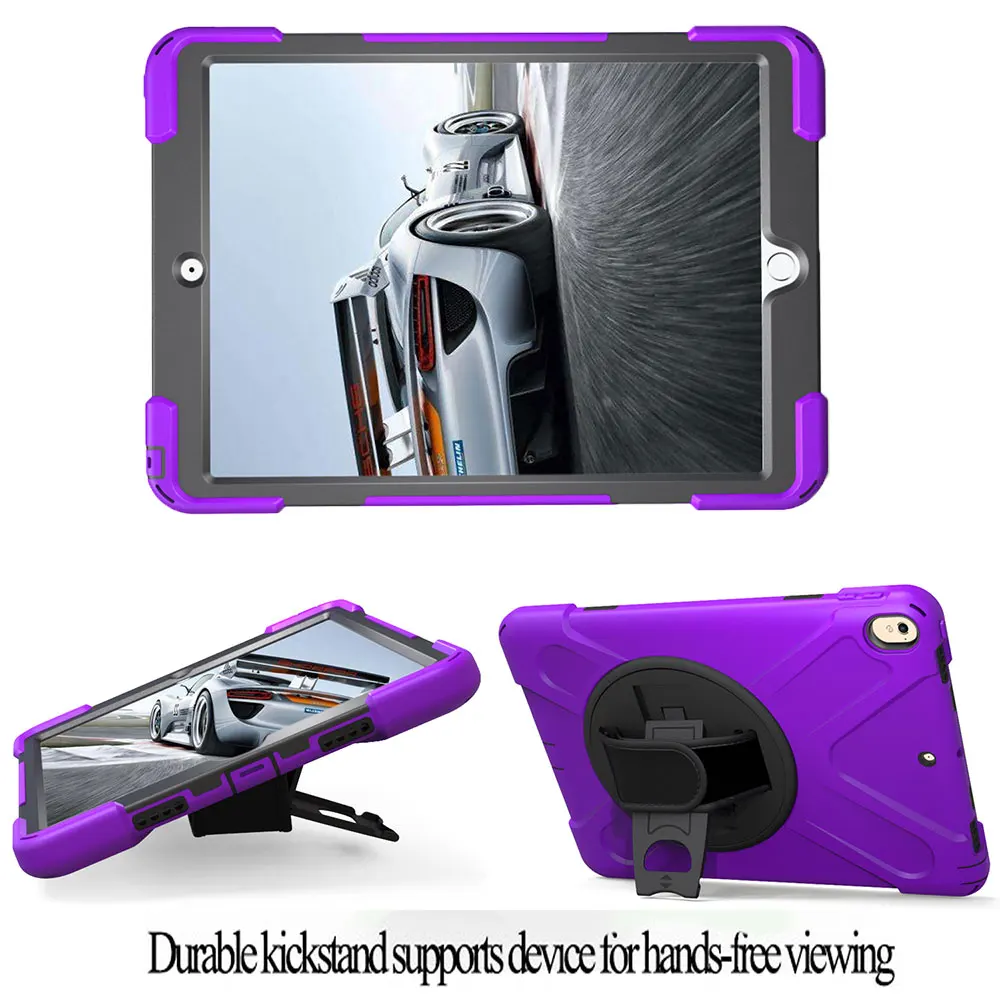 Для Apple iPad Pro 10,5 дюймов сверхпрочный ударопрочный корпус прочные защитные чехлы с поворотом на 360 градусов - Цвет: Purple Only Case