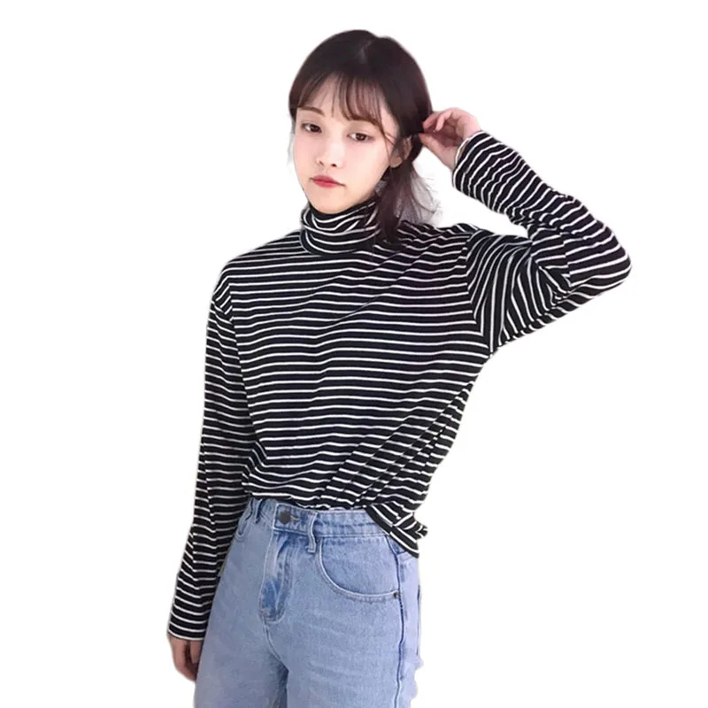 Женская футболка YouGeMan весна осень корейский стиль Ulzzang Harajuku полосатая водолазка