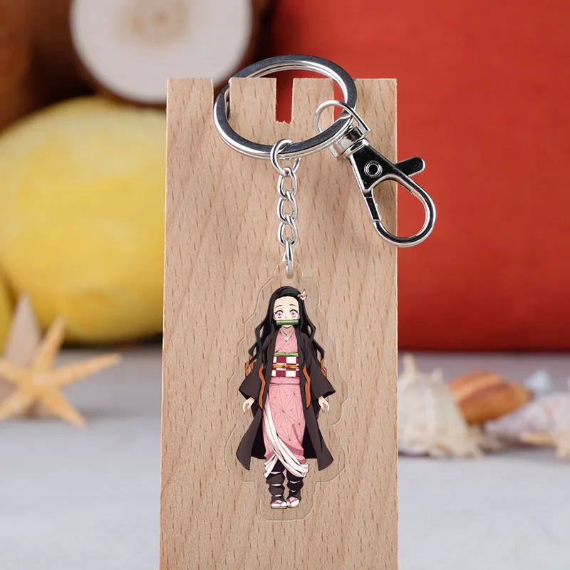 

Anime Keychain Demon Slayer: Kimetsu no Yaiba Kamado Nezuko Double Sided Key Chain Cosplay Cartoon Adults Child Keyring Pendant