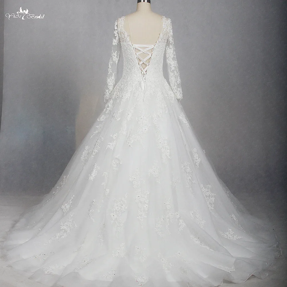 RSW1277 бальное платье с вырезом лодочкой Vestido De Noiva Manga Longa