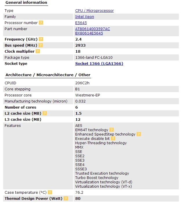 Процессор INTEL xeon E5645 ЦП шесть ядер 2,4 ГГц XEON LGA 1366 SCOKET TDP 80 Вт 1 ЦП гарантия 1 год