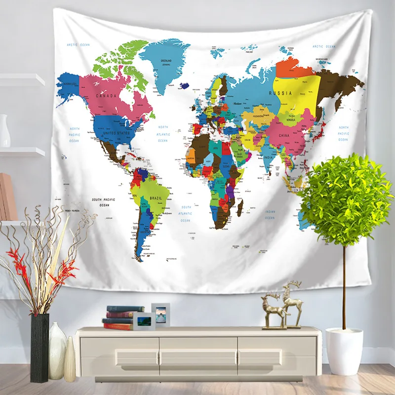 Карта мира настенный гобелен из полиэстера Скатерть Коврик для пикника стены ковровое покрытие простыня пляжное полотенце Boho богемский
