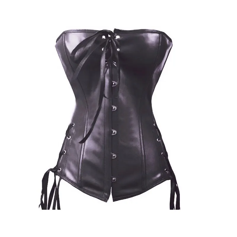 red Leather corset Overbust Burlesque Sexy Corset Top Corsets And