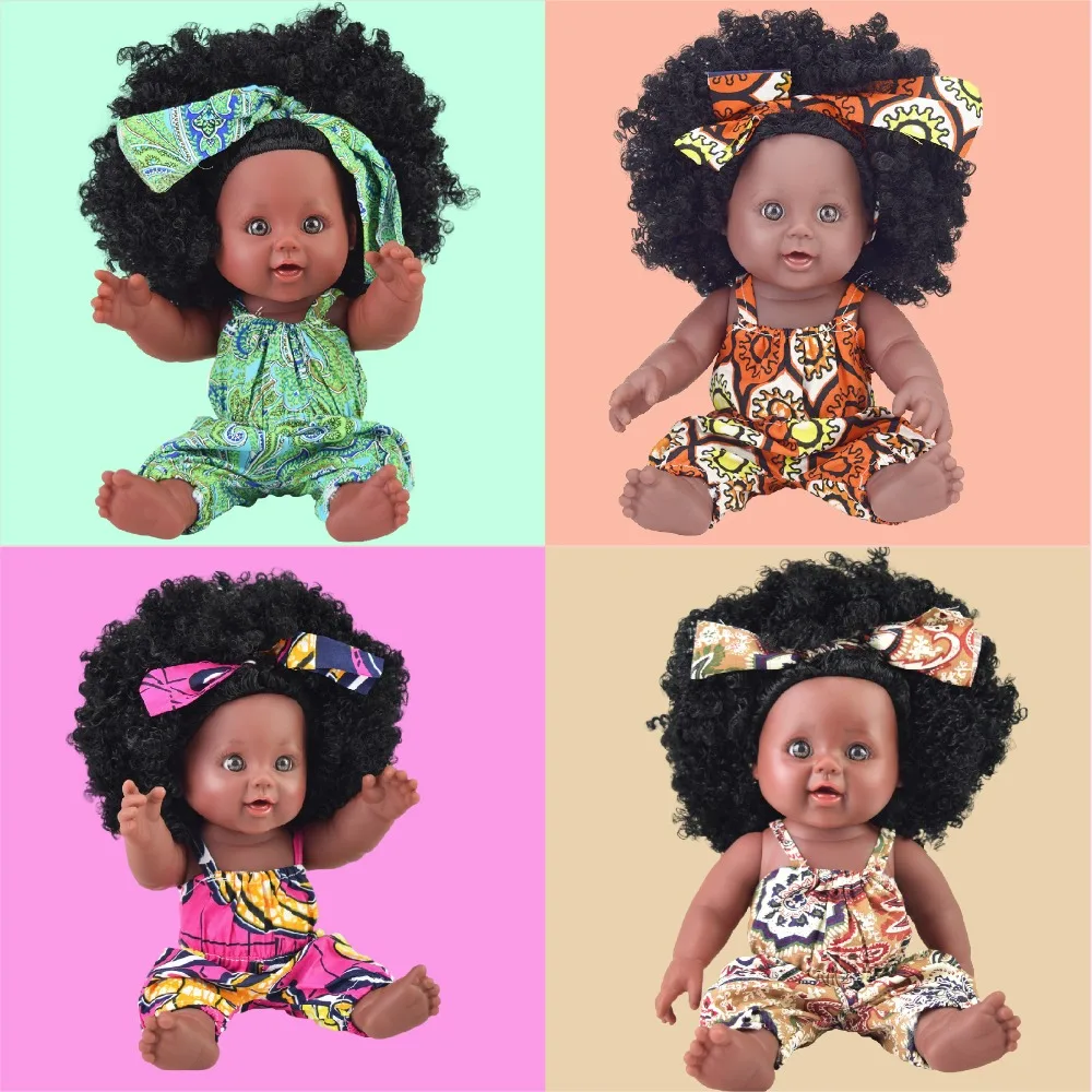 

pretty hair USA 30cm 12inch black bathing baby dolls silicone vinyl reborn pop boneca baby soft toys toy girl kid Nathniel