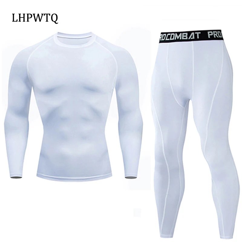 Новые спортивные костюмы зимние мужские компрессионные комплекты термобелья эластичные кальсоны для Мужчин MMA Compressiom комплект с длинным рукавом