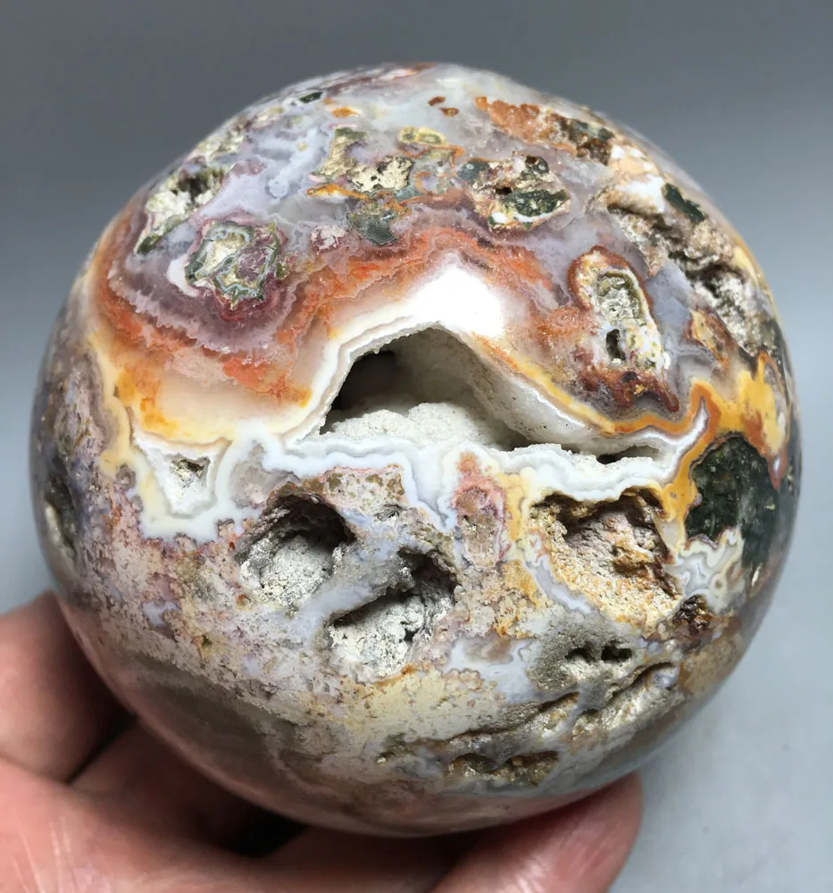 

996g NATURAL OCEAN JASPER QUARTZ CRYSTAL SPHERE BALL HEALING Specimens stones and crystals minerals Madagascar