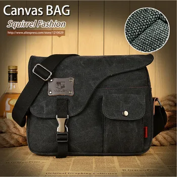 

Squirrel fashion vogue casual canvas pattern brand denim men messenger bag briefcase versatile business male vintage men's bags