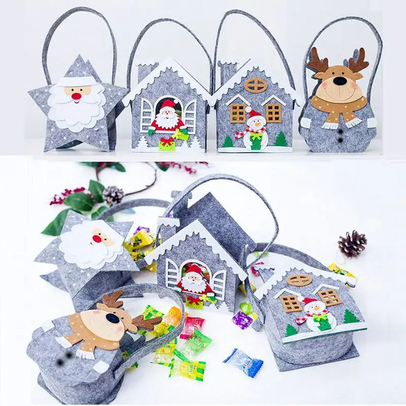 

Cutie Santa Claus Snowman Candy Gift Bags Cookie Packaging Bags Party Handbag Merry Christmas Storage Packages