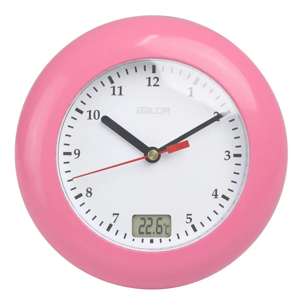 Baldr водонепроницаемые настенные часы ванная комната присоски датчик температуры цифровые часы с термометром часы душ таймер - Цвет: Pink