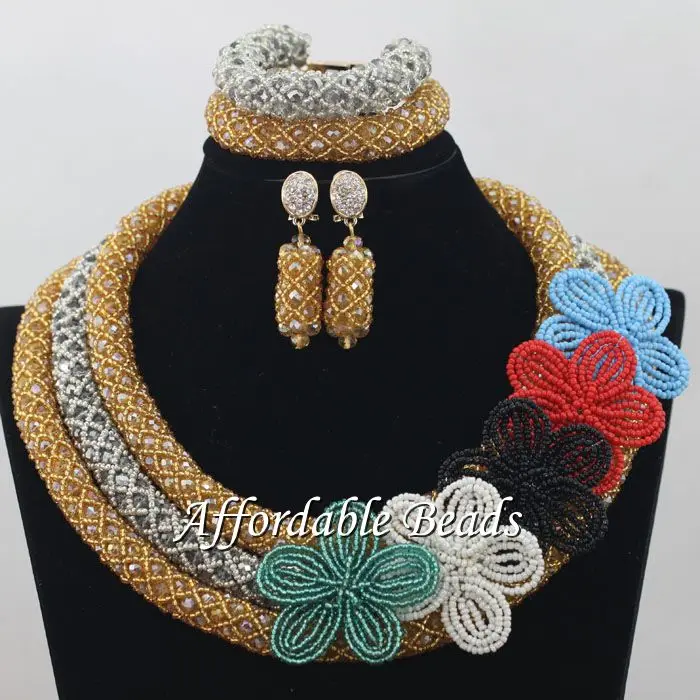 Nigerian Beaded Necklaces Sets Famous Beads African Set Charming Design