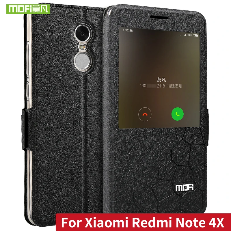 

MOFI Flip Leather Case for Xiaomi Redmi Note 4X PU Leather Case with Stand Function for Hongmi Note 4X 5.5" Fundas Smart Window