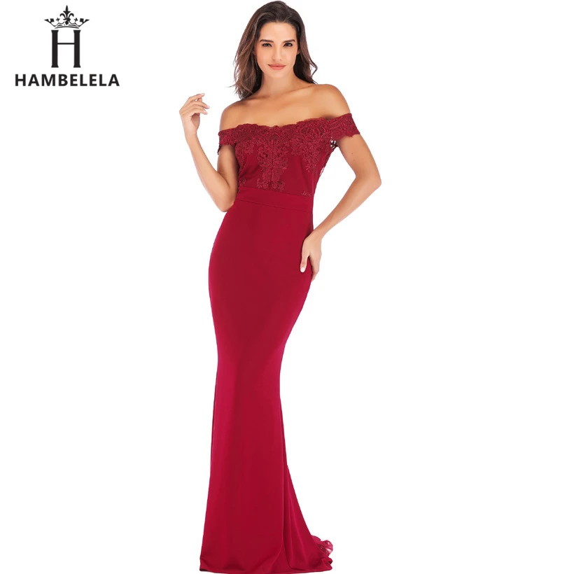HAMBELELA Vestido De Festa Pink Black Red Mermaid Dress Lace Top Bodice Slim Long Formal Party Dress Charming Wedding Party Gown (7)