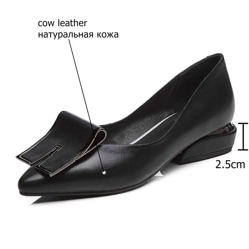 ALLBITEFO/Большие размеры 34-42; удобная женская обувь из натуральной кожи с острым носком на низком каблуке; Высококачественная женская обувь на каблуке; обувь для девочек