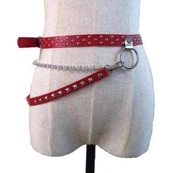 

New Trendy Fashion Punk Hip-hop leather Belts Waist Chain Pants Belt Hot Men women Jeans Silver Metal Clothing Belt Accessories
