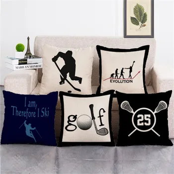 

ZXZXOON Decorative throw pillow case cover Golf sport ski cotton linen cushion cover for sofa home decor capa de almofadas