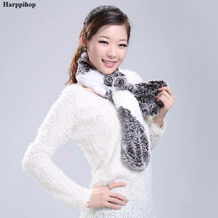 

2017 New Arrival Luxury Real Rex Rabbit Fur Scarf 3 Flower Winter Warm Styles Women Natural Fur Scarf Free shipping