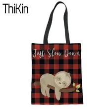THIKIN для путешествий пляжные сумки для Для женщин милые звери-Ленивцы сумки для покупок с принтом женские Heavy Duty сумка Eco женские холстяные мешки