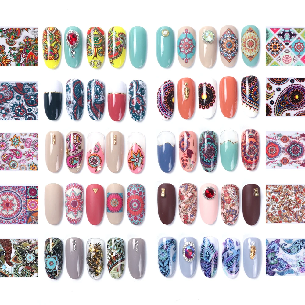 1pcs 1004cm Retro Designs Nail Foil Holographic Adhesive Nail Slider Charms Wraps Decal Transfer Sticker Nail Decorations  2