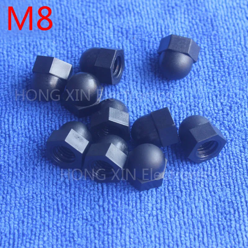 

M8 50pcs Black Nylon acorn nuts /8mm Protection Dome Head hex Cover Nuts/Plastic hexagon Cap Nut brand new high-quality