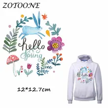 ZOTOONE Patches Iron on Transfers DIY Accessory Pretty Bunny Flower Patch for Clothing Print on T-shirt Jeans Applique Clothes C