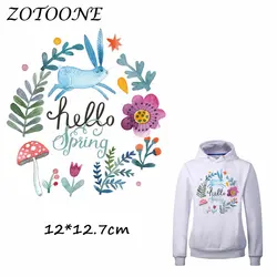 ZOTOONE Patches Iron on Transfers DIY Accessory Pretty Bunny Flower Patch for Clothing Print on T-shirt Jeans Applique Clothes C