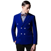 Брендовая одежда двубортный мужской костюм Мода смокинг Для мужчин синий Slim Fit Жених платье для выпускного вечера Свадебный костюм смокинг Для мужчин