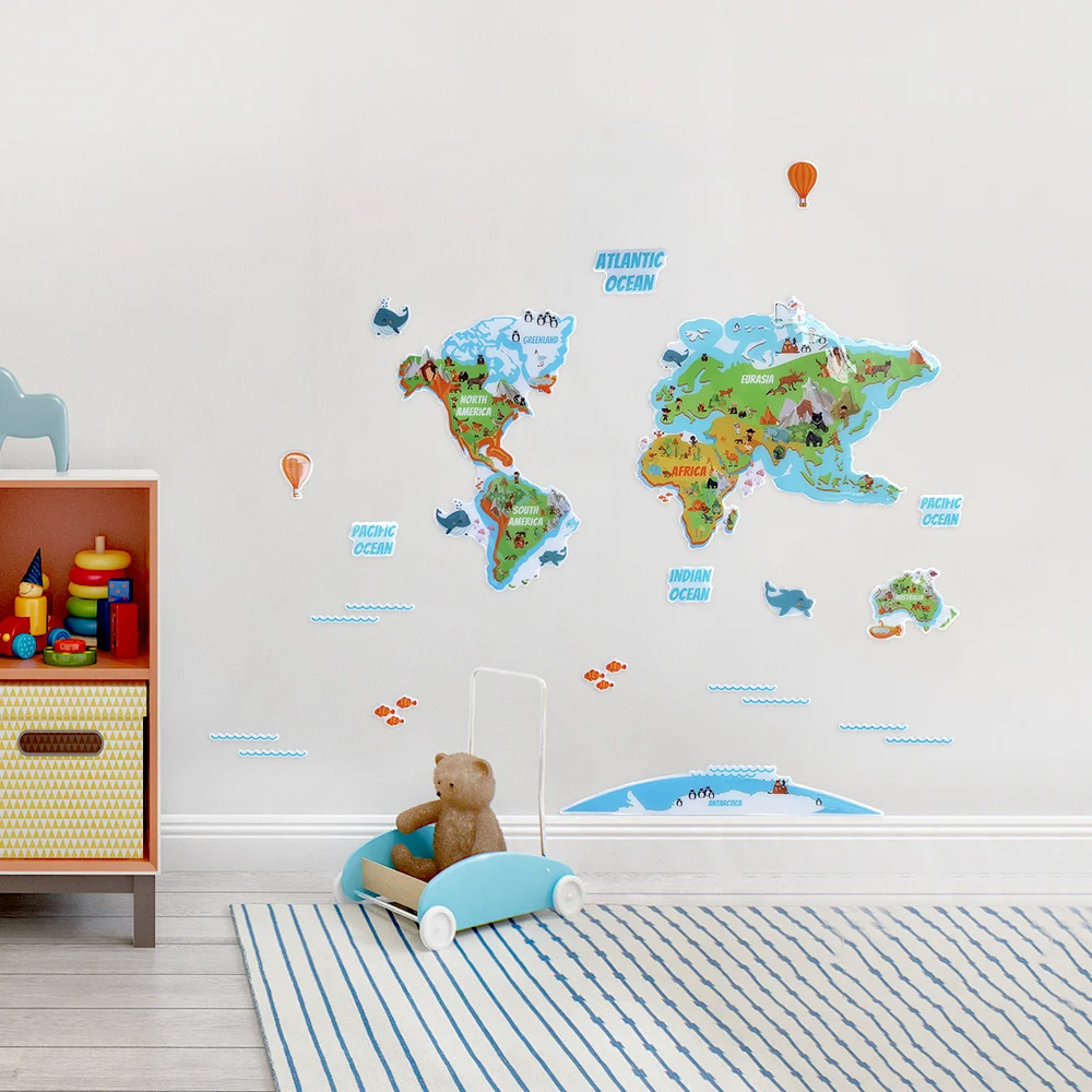 3D стереоскопическая карта мира, настенные наклейки для детской комнаты, детские настенные наклейки, домашний декор, украшение для гостиной