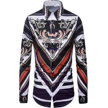 Весенняя и осенняя Новая модная мужская деловая рубашка с принтом в европейском стиле, мужская рубашка с длинными рукавами и отворотом CS902