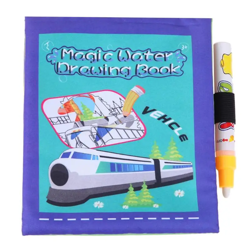

Coloring Magic Water Drawing Book Baby Educational Toy Cartoon Vehicle Painting Graffiti Book with Magic Pen Drawing Book