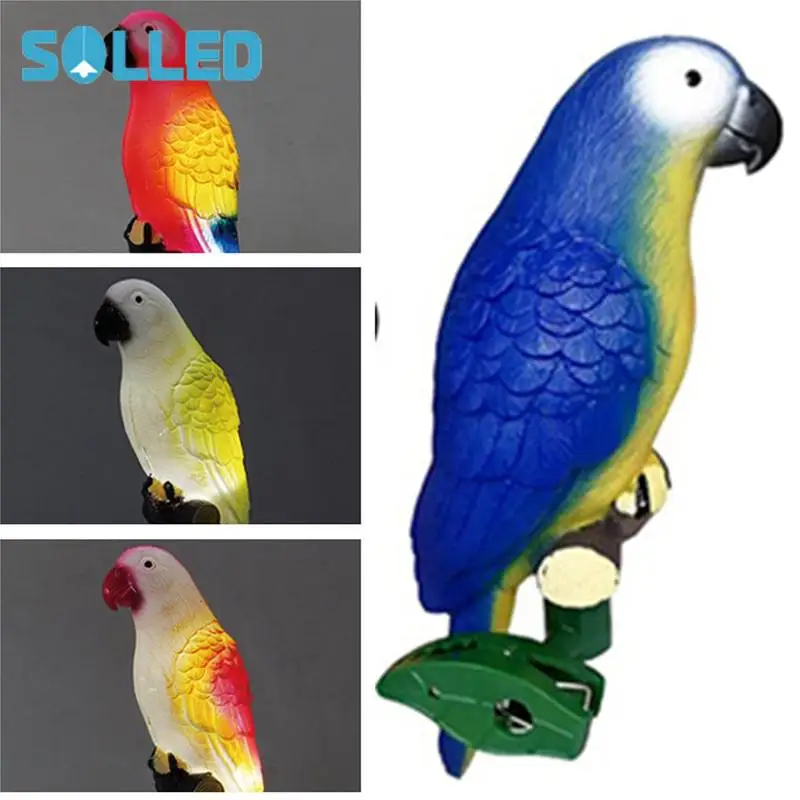 

SOLLED 4pcs Solar-Powered Cute Parrot Bird LED Lamp with Flexible Clamp Use for Backyard Outdoor Decoration