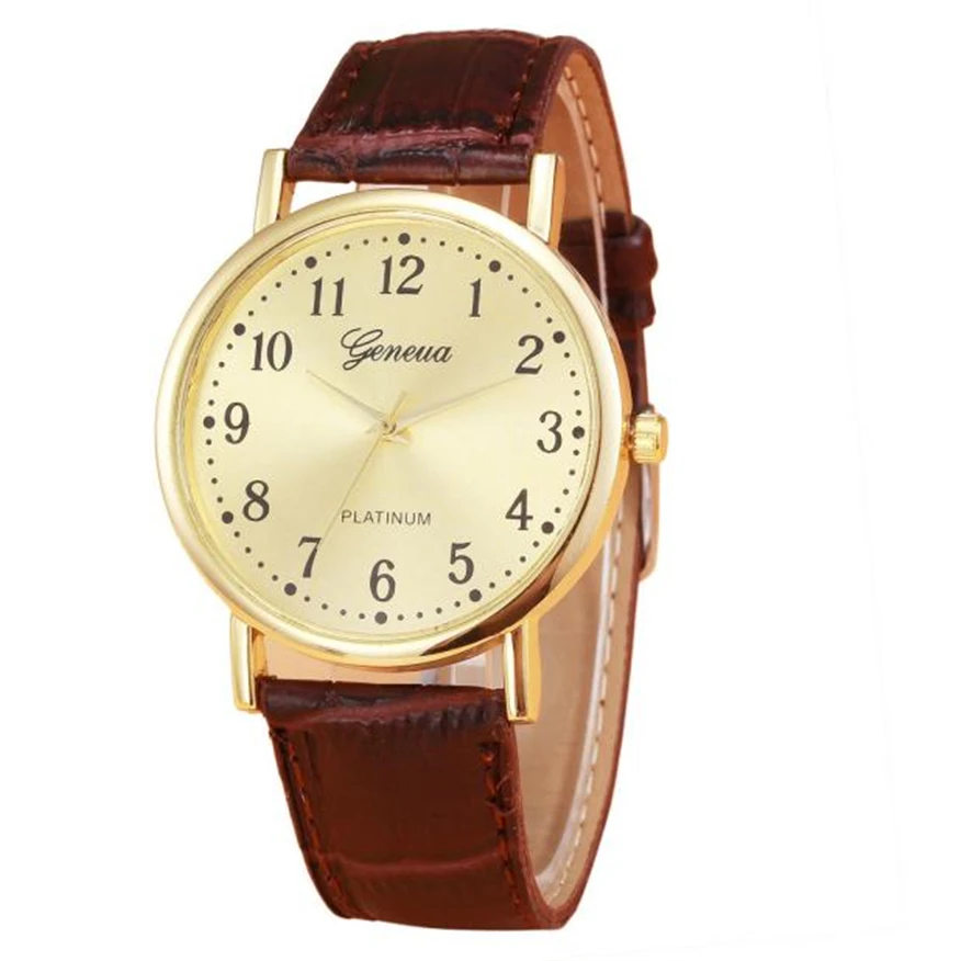 

Stylish wholesale Woman Men Watch Retro Design Leather Band Analog Alloy Quartz Wrist Watch  Feb18