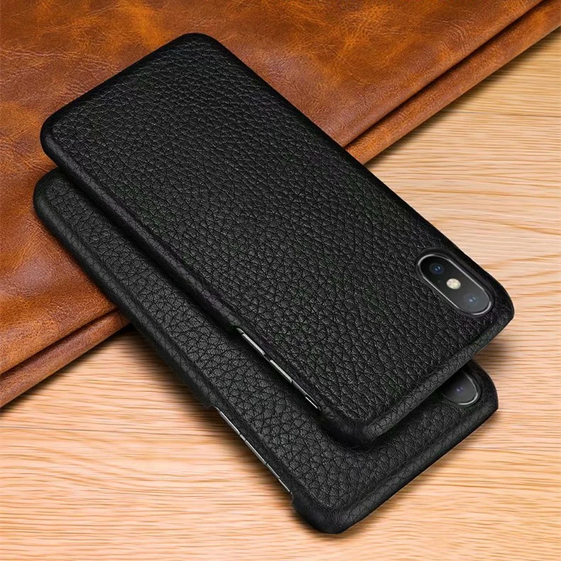 

for iphone XS Max Genuine Leather Case for iphone X XS XR Real Leather Litchi Texture Leather Back Cover for iphone 6s 7 8 plus