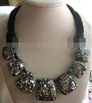 

Miss charm Jew1713 UNIQUE! Paua Abalone Shell square necklace 20"nature