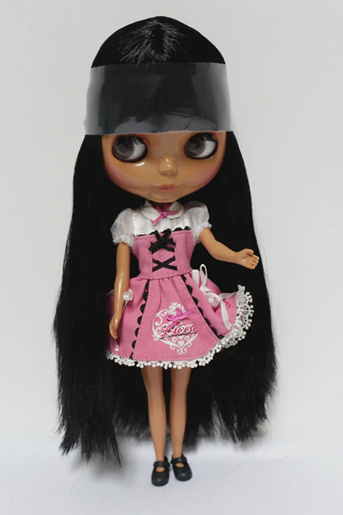 Кукла blygirl blyth черная челка прямая кукла с волосами без одежды 7018BL571 обычное тело 7 суставов черная кожа для собственного макияжа