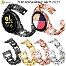 20 мм ремешок для samsung galaxy Watch Active 40 мм/galaxy Watch 42 мм/gear S2 нержавеющая сталь Замена кристалл женский браслет
