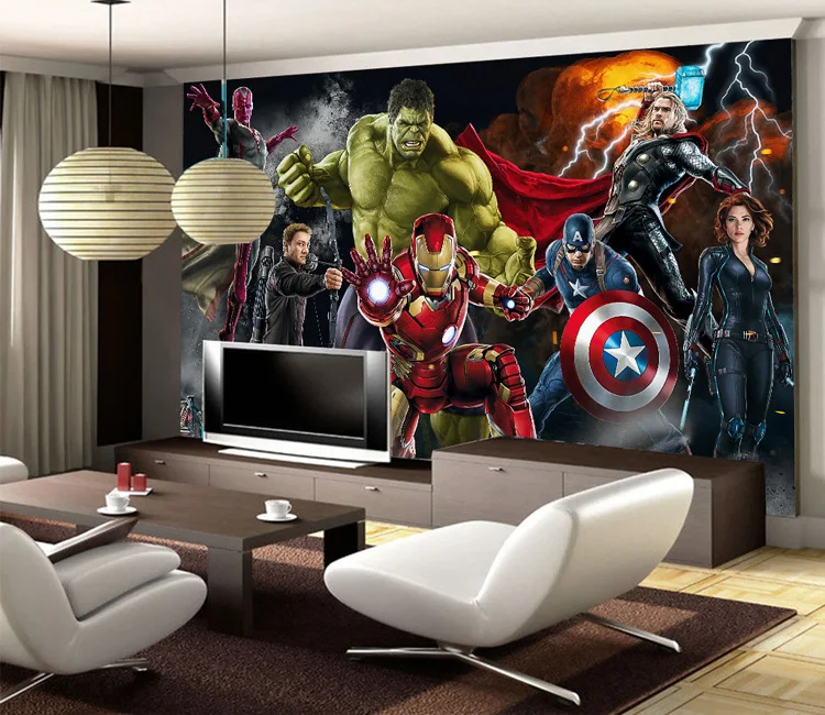 Мстители фото обои на заказ 3D обои для стен Халк Железный человек Капитан Америка настенная Фреска мальчик спальня гостиная дизайнер