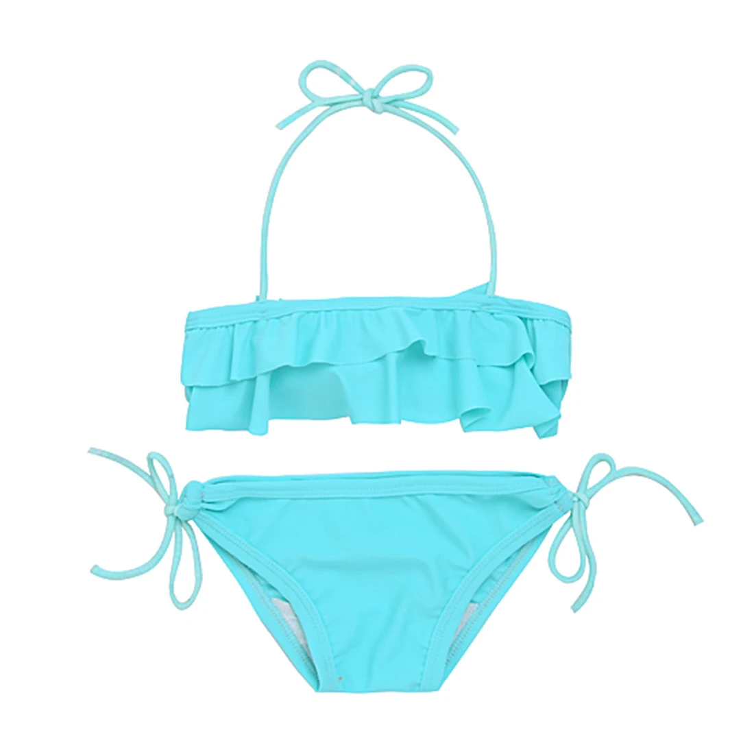 Hirigin/комплект из 2 предметов для маленьких девочек; сезон лето; Однотонный синий кружевной танкини; бикини; кружевной низ; Купальник; купальный костюм - Цвет: B