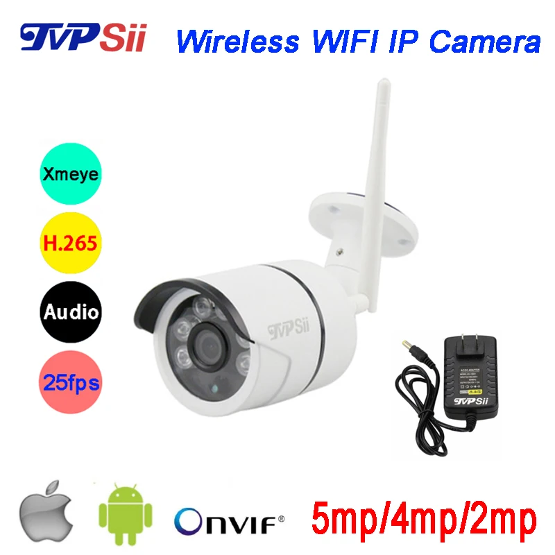 Шесть массив светодиодов 5MP/4MP/2MP H.265 + XMeye 25fps 64G ONVIF аудио Водонепроницаемый WI-FI Беспроводной ip-видеонаблюдения Камера Бесплатная доставка