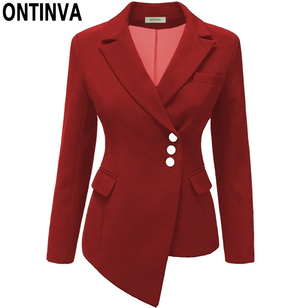 3XL размера плюс женские Необычные офисные пиджаки весенние приталенные топы с v-образным вырезом и длинным рукавом модные женские повседневные куртки