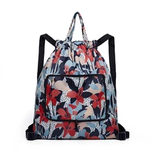 Fashion Portable backpack ultra light folding shoulders bag female travel bag nylon cloth large storage bag Drawstring Bags