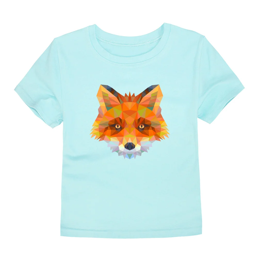 Детские летние хлопковые футболки с короткими рукавами футболки с изображением животных, футболки с изображением волка для мальчиков футболка для девочек Одежда для детей возрастом от 1 года до 14 лет