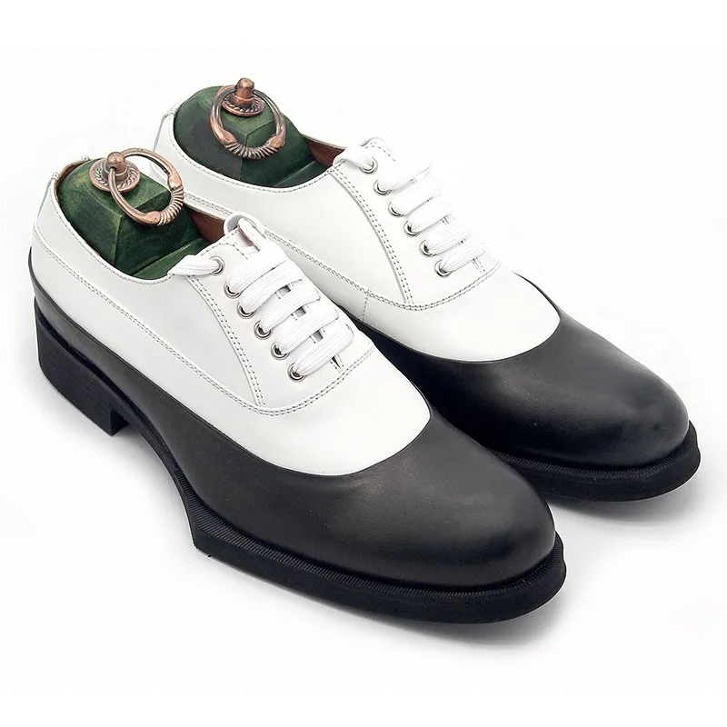 Мужские модельные туфли на толстой платформе для офиса; белые мужские туфли из натуральной кожи; Sapato Masculino; мужская обувь на среднем каблуке 4 см - Цвет: same as picture