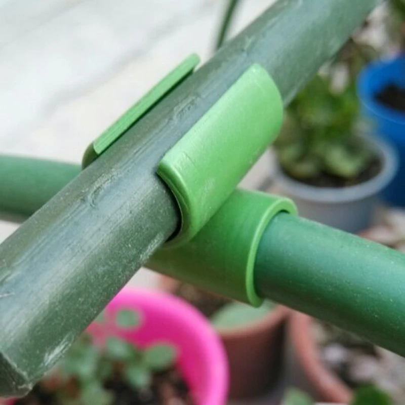 10pcs 8mm 11mm 16mm 20mm Gardening Pillar Plastic Cross Clips Greenhouse Tray Bracket Fixed Clamp Garden Hose Pipe Clap