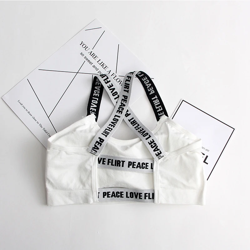 Women Sport Bra Fitness Top Letters Yoga Bra For Cup A-D Black White Running Yoga Gym Fitness Crop Top Push Up Sports Bra