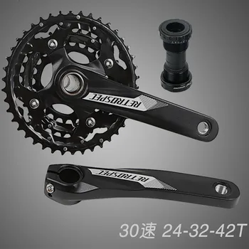 

S57 Bicycle Crank Chainwheel RS aluminum alloy hollow mountain sprocket wheel 24-32-42T 3 disc plate 30 speed central axis bike