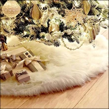 Jupes d'arbre de noël en peluche blanche créative, 1 pièce, tapis en fourrure, décoration pour noël, nouvel an, extérieur, maison, événement, fête, # #