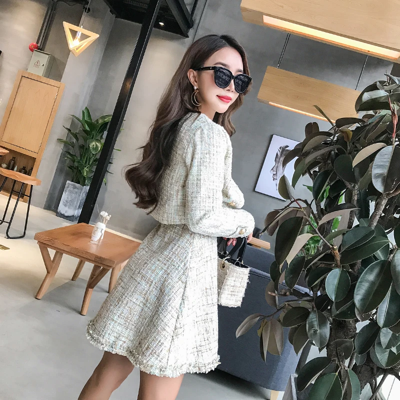 Женский твидовый костюм YiLin Kay комплект из двух предметов пальто с длинным